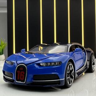 【DZ086】建元合金车模1:32布伽迪奇龙跑车声光回力男孩玩具车模