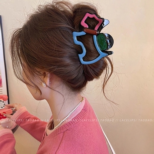 5.5CM撞色卡通蓝粉小狗抓夹 2个