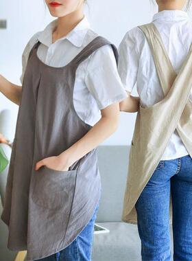 Cotton And Linen Apron Smock Women Men kitchen Anti-fouling