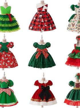 Girls Christmas Dresses Collection Girls Santa Claus snowfla
