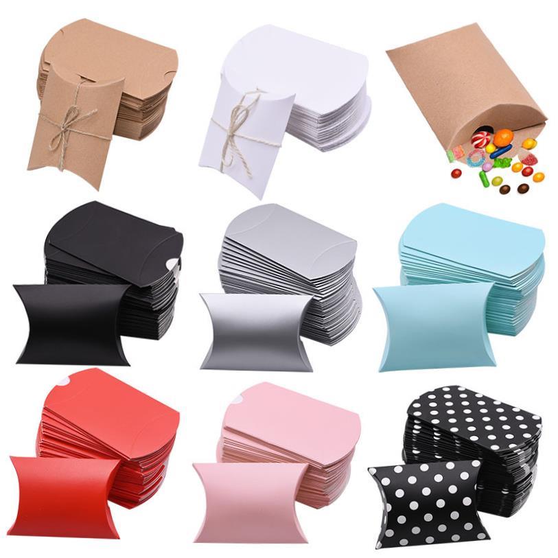10/20/30Pcs Pillow Candy Box Kraft Paper Christmas Gift