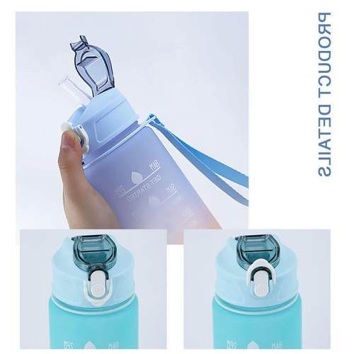 900ML Sports Water Bottle with Time Marker Leak-proof Cup Mo