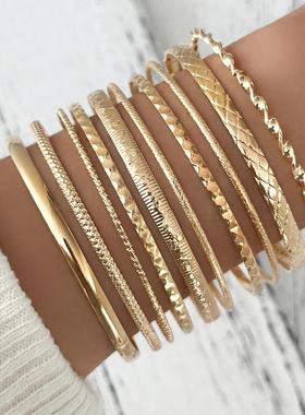 欧美百搭多元素手镯套装女Cross-border bracelet set for women