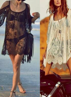 Beach Wear Swimwear Lace Bikini Cover Summer Mini Dress Tops