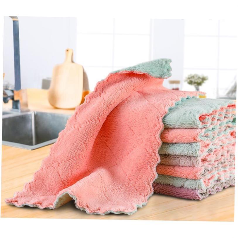 Double-layer Absorbent Microfiber Kitchen Dish Cloth towel