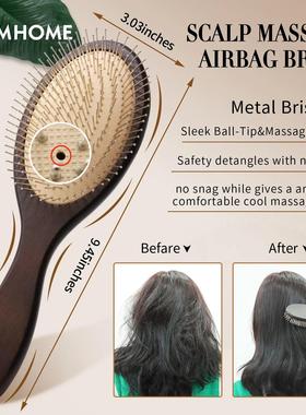 Denman Head Massage Brush Steel Hair Brush Wood HairBrush Wi