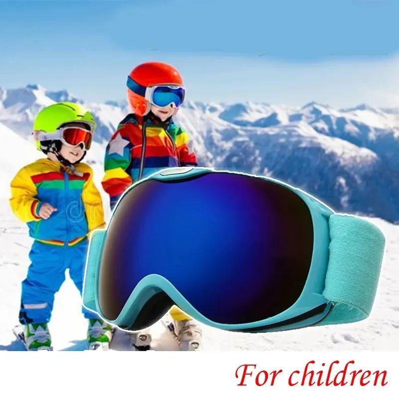Age 4-14 Children Ski Glasses Anti-fog UV Protection Double