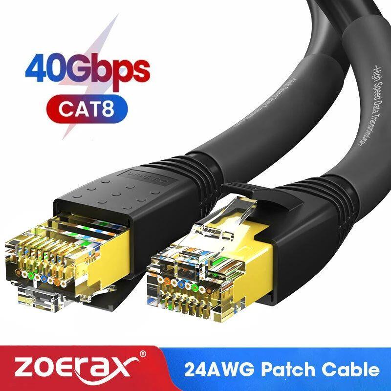 ZoeRax CAT8 Ethernet Cable 24AWG 40Gbps 2000Mhz Heavy Duty H