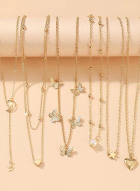 Rose Pendant Necklace women Set 5 pieces玫瑰花吊坠蛇印章项炼