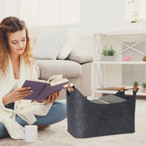 45 X 32 X 40 Cm Firewood Box with Wooden Handles 57 L