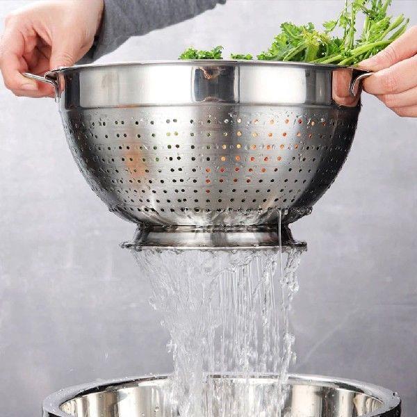 Metal Strainer Strong Stainless Steel Colander For Kitchen