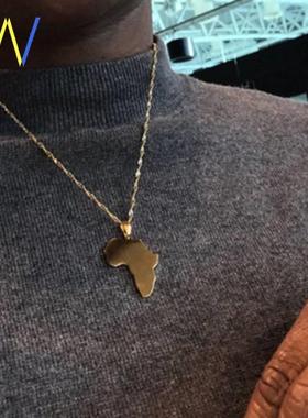 Africa Map Necklace Pendant Women Men Gold Silver Jewelry