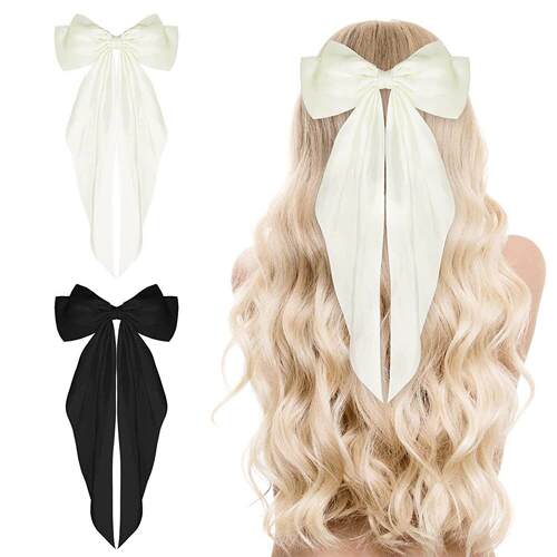 Girls Black Red Big Velvet Bow Hair Clip For Women Vintage W