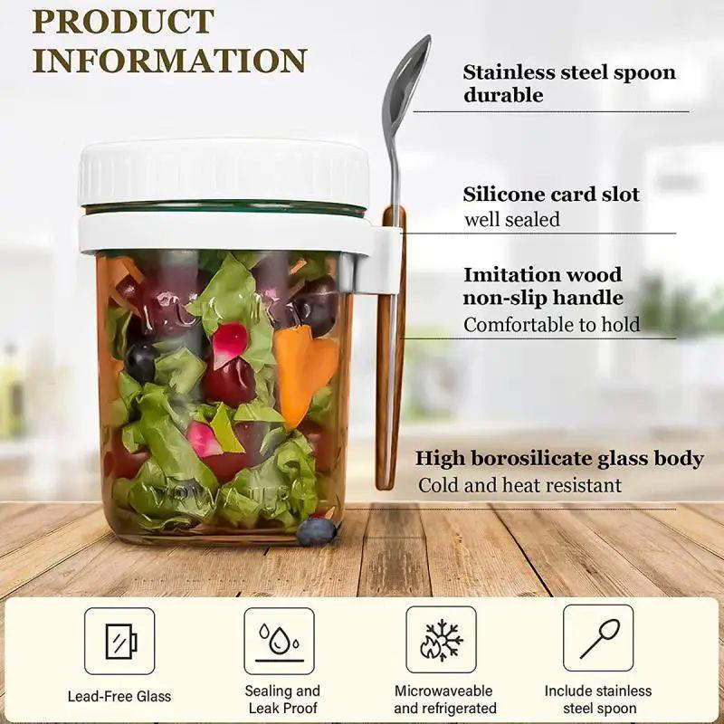 Overnight Oats Jars Milk Fruit Salad Food Storage Container