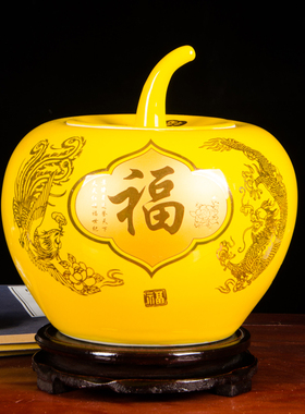 速发景德镇陶瓷器客国红色花瓶品件中式家居中厅博古架装饰摆带盖