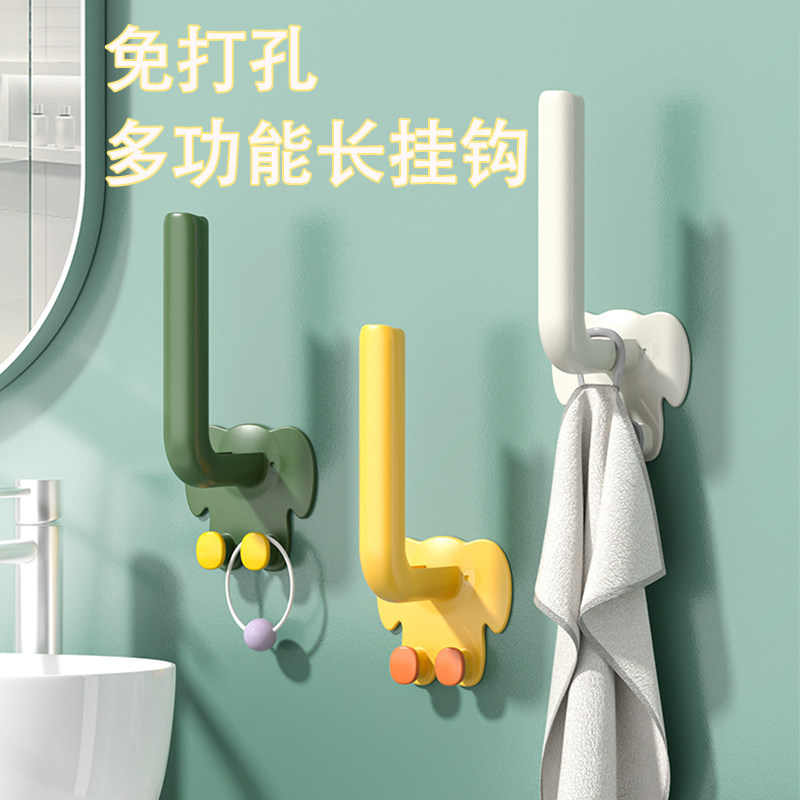 速发纳打孔长挂钩L型多功能挂神强力黏胶窗帘钩厨房宿舍门後收免
