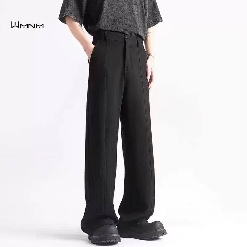 2025新款韩版垂感痞帅微喇西裤男夏季薄款休闲高级感显腿长修身直