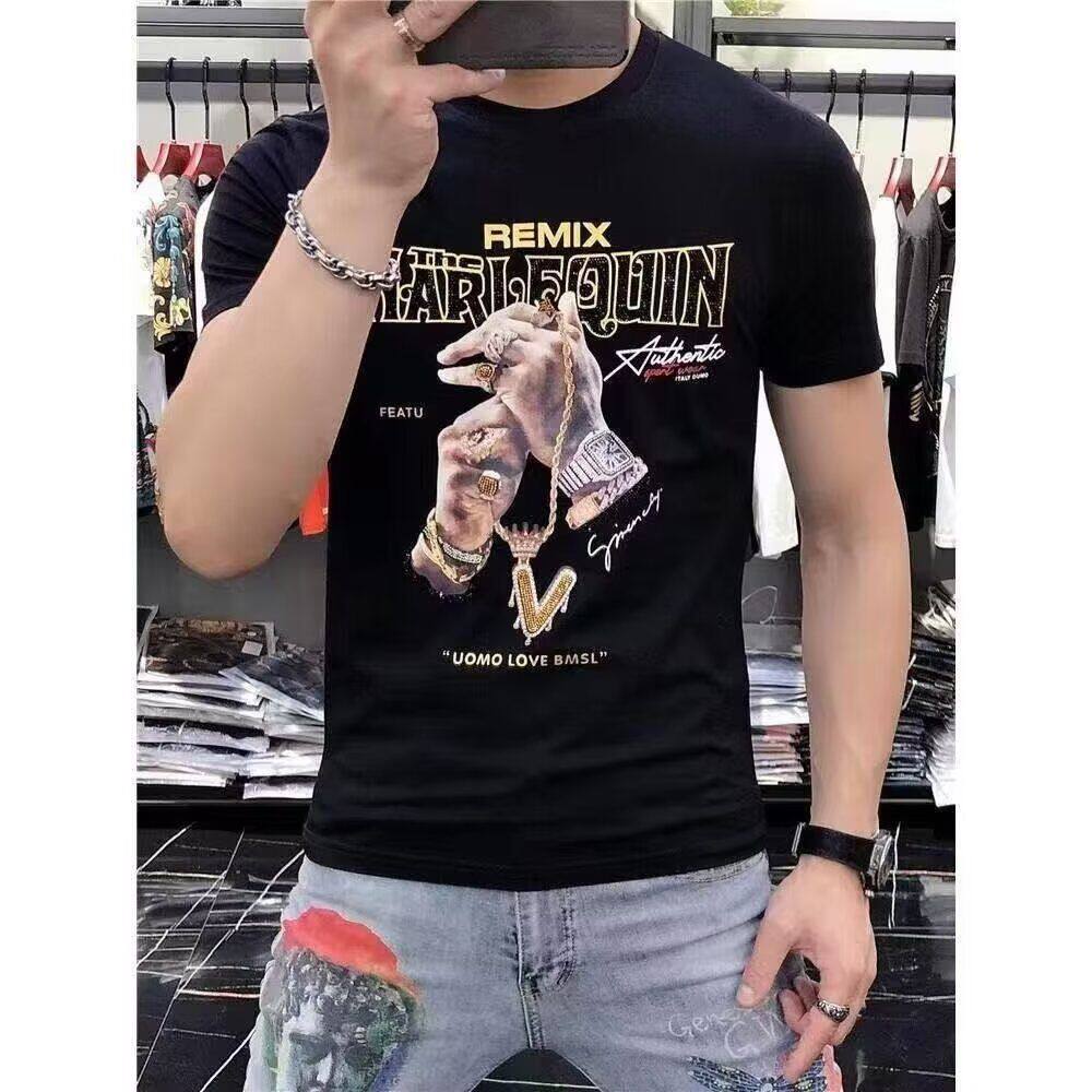 2025新款新款短袖t恤男夏季韩版潮流简约半袖上衣港风宽松休闲潮