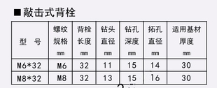 背栓螺丝螺栓超短3厘米膨胀钉大理石幕墙配件M6M8 304不锈钢敲击式