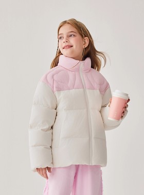 Skechers斯凯奇女童秋冬轻盈防风梭织运动休闲羽绒服外套L425G034