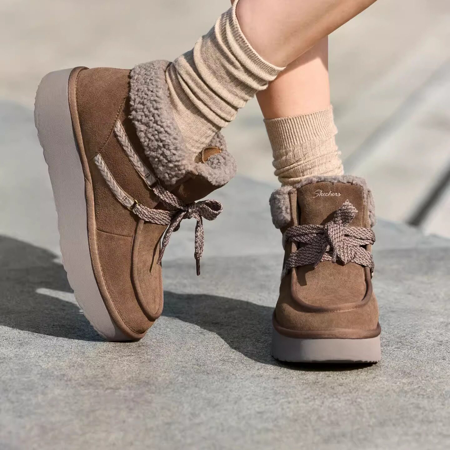 Skechers斯凯奇女秋冬复古雪地靴