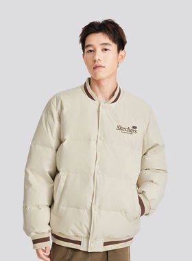 Skechers斯凯奇男女同款休闲运动羽绒外套梭织短款羽绒服L324U073