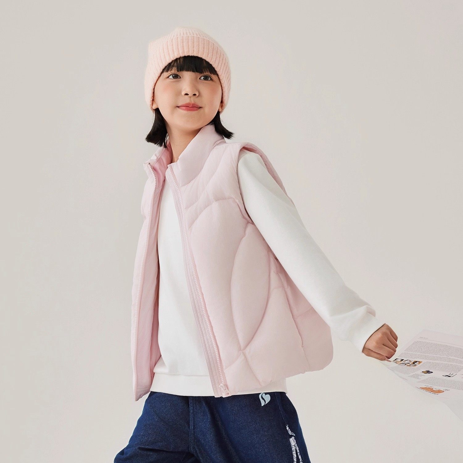 Skechers女童休闲立领羽绒马甲