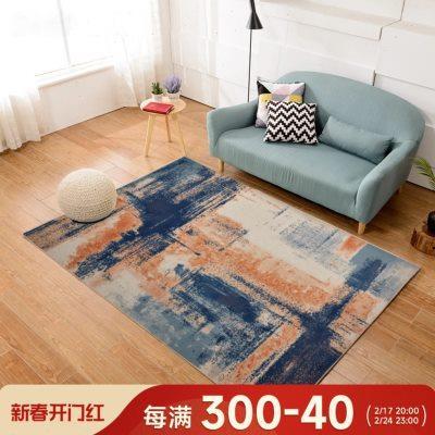 土耳其简约现代欧式地毯卧室床边毯茶几垫抽象泼墨长方形客厅地毯