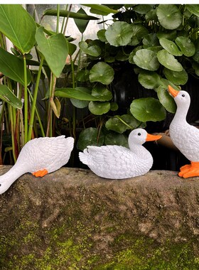 速发科尔鸭摆件树脂工只品古法养鱼水缸造景装饰三艺一套防水防晒