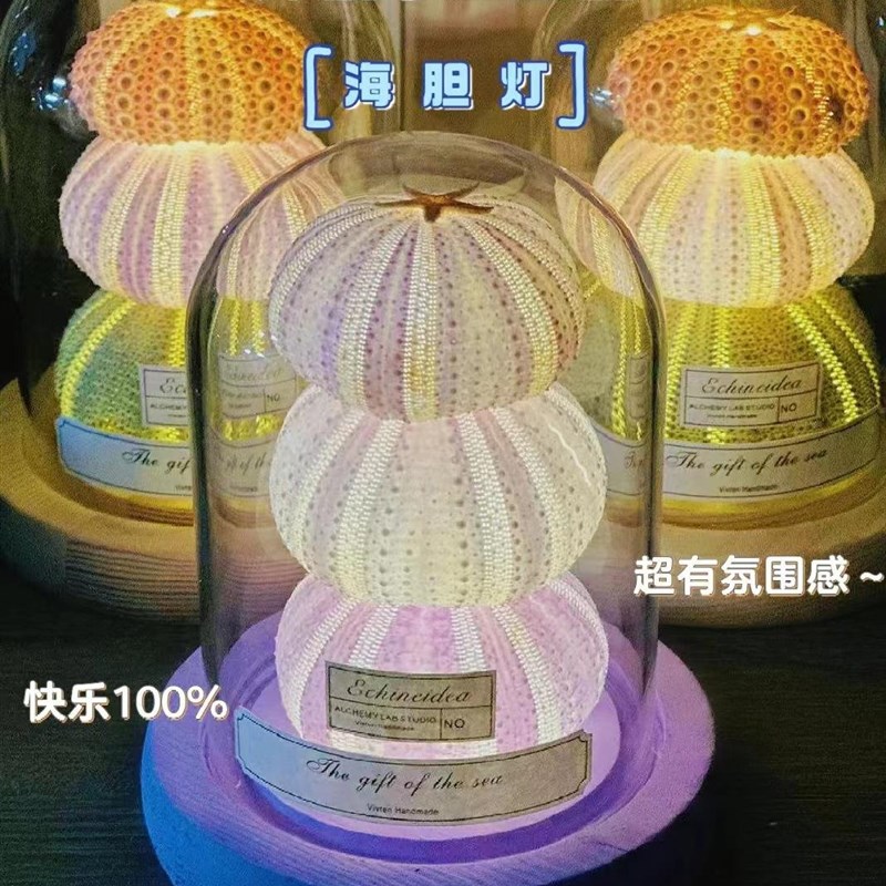 速发手工发光海胆小夜灯 家居床头柜暖光氛围灯发光摆件