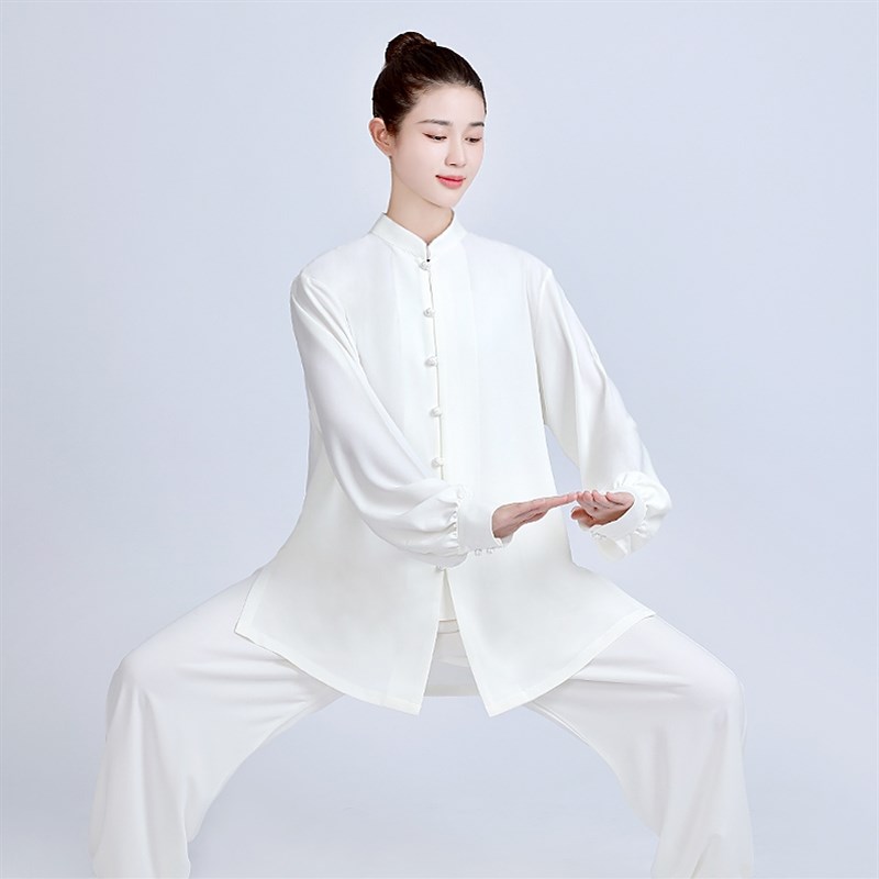 速发春秋太极服新款丝麻太极拳练功服男红色武术表演服中国风八锦