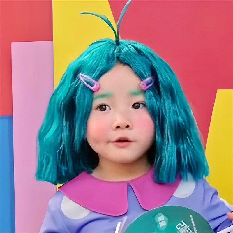 速发儿童假发头脑特工队慕慕湖蓝色搞怪短发独特个性全头套