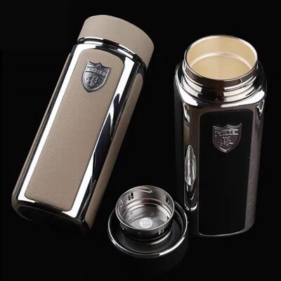 速发善缘阁楼新中式高档礼盒四方皮纹杯保温杯银离子工艺送礼自用