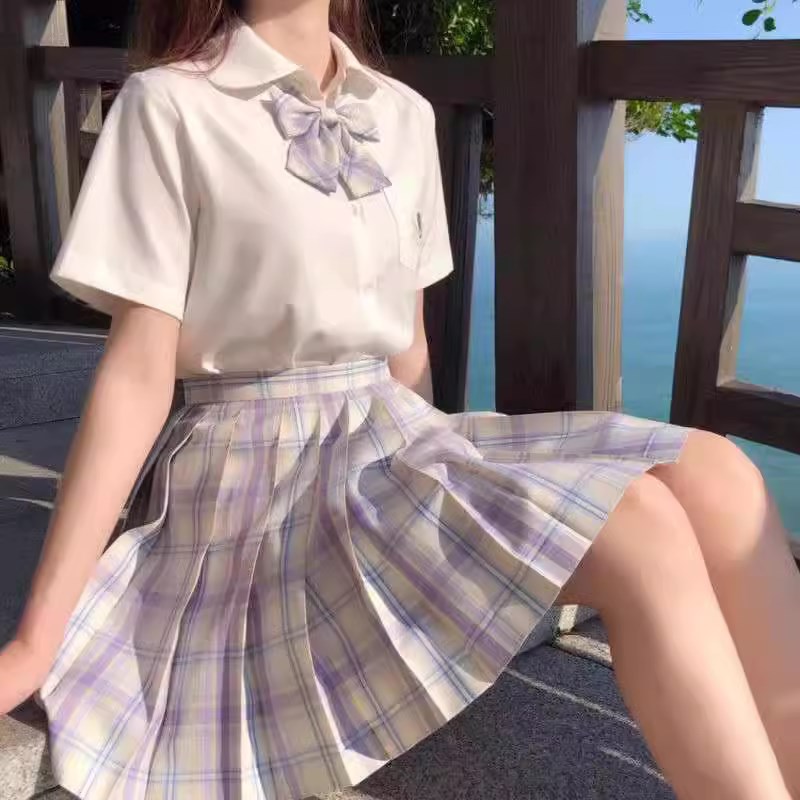 速发jk制服裙装格温柔一刀全学院风百褶夏子套半身
