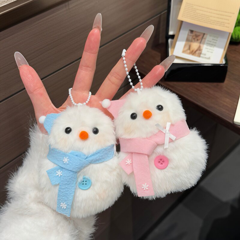 可爱围巾雪人书包包挂件钥匙扣卡通毛绒公仔玩偶挂饰diy创意礼物