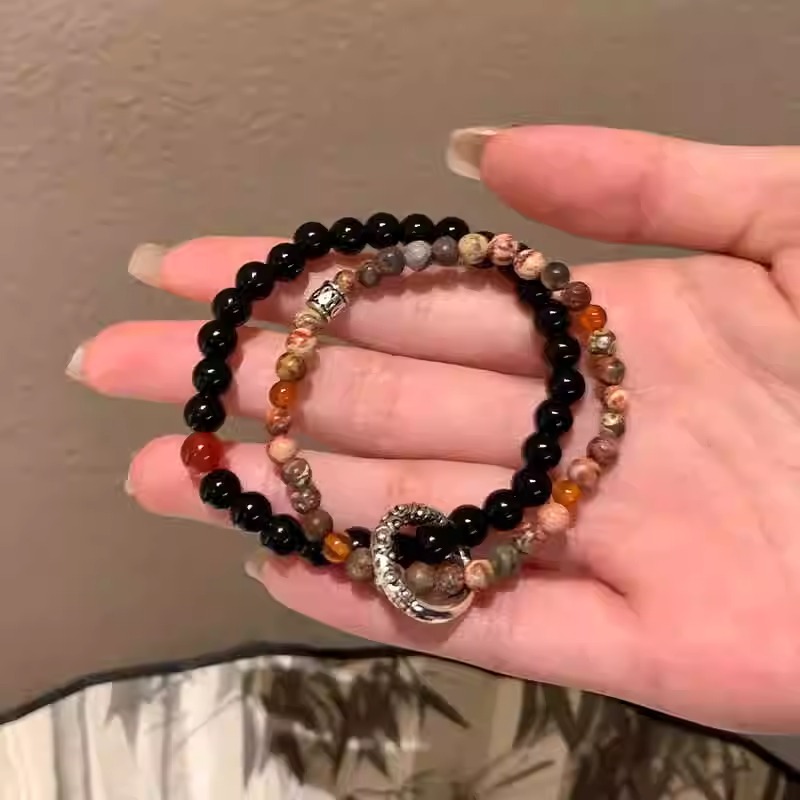 国风禅意平安扣双层串珠手链小众设计新中式天然石2024爆款礼物女