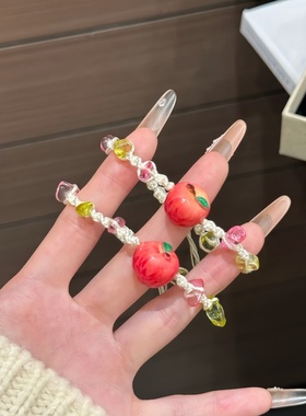 苹果手链女手工编织情侣手绳礼物