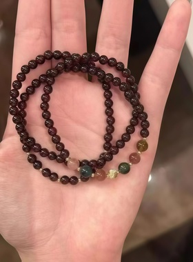 新中式多圈叠戴石榴串珠手链女款