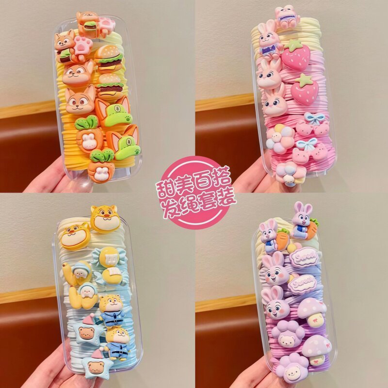 卡通儿童兔子警官皮筋不伤发发绳女童扎丸子头高弹力发圈头绳发饰