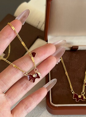 新年红色小马爱心项链本命年配饰