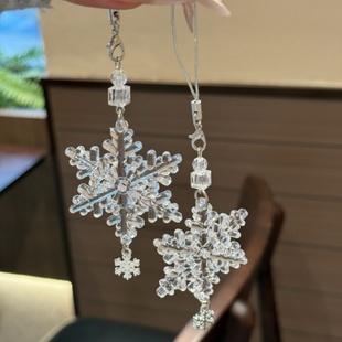 初雪冰透手机链冬季 手作串珠雪花挂件少女心挂饰送闺蜜创意礼物