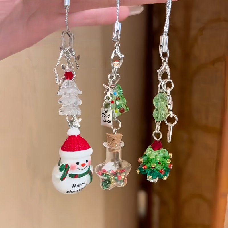 雪人圣诞树许愿瓶手机链挂件百搭相机包包挂饰送闺蜜创意圣诞礼物,3C数码配件,手机挂件/手机链,淘宝优惠券,粉丝福利购,淘宝优惠卷