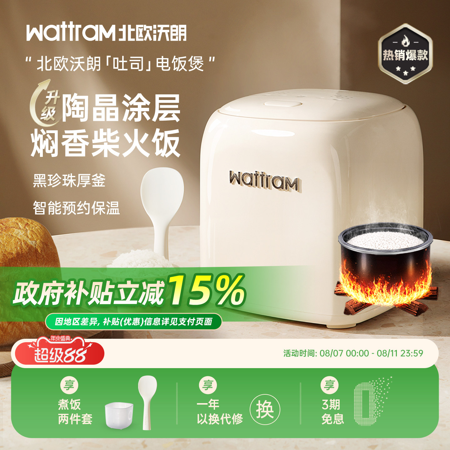 北欧沃朗吐司电饭煲1一2人3家用小型多功能不粘锅新款迷你电饭锅
