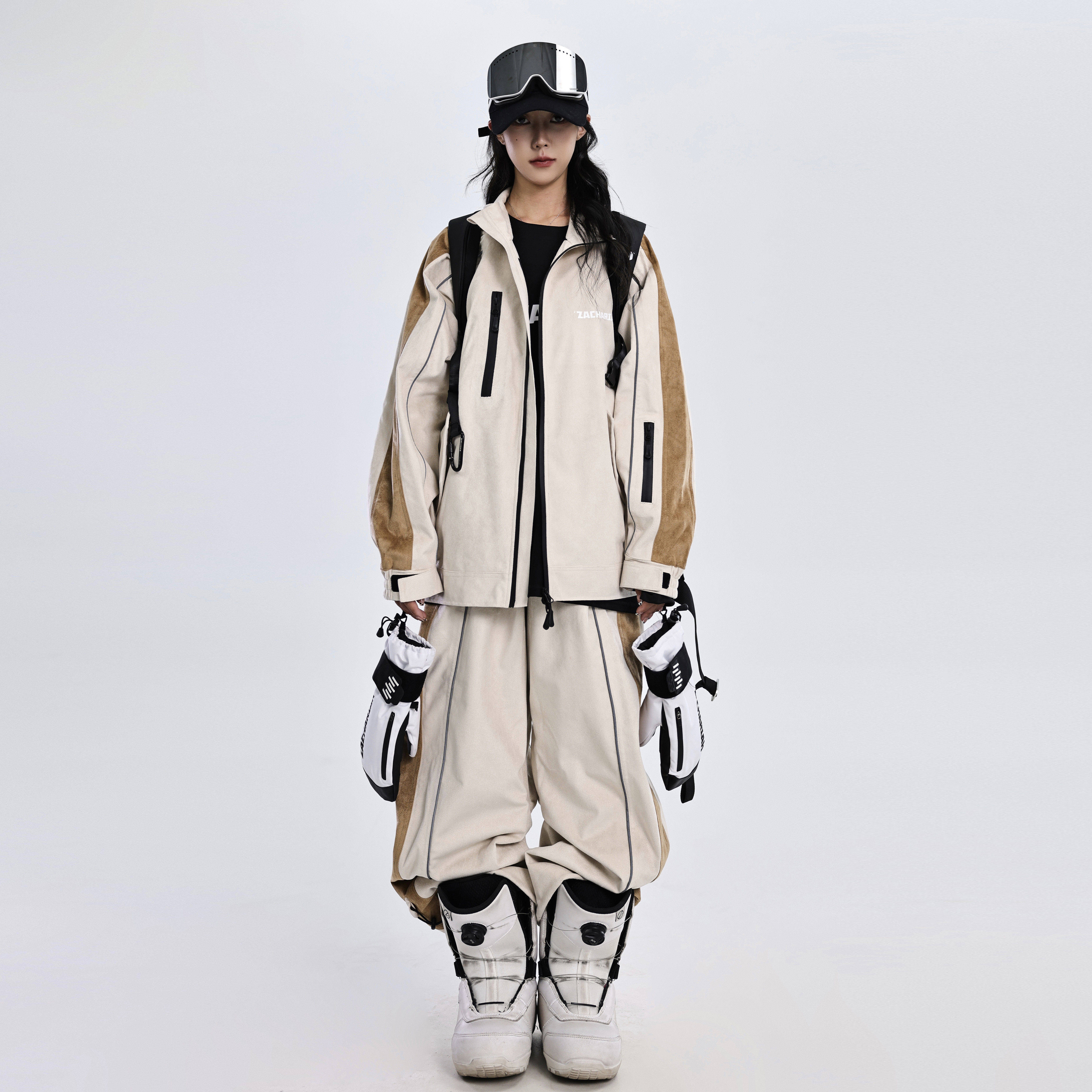 ZACHARIAH【炭烧奶茶】单板滑雪服套装女 防水雪衣防风硬壳双板男