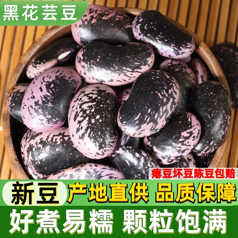 纯干大粒黑花芸豆饱满肉厚香甜粉