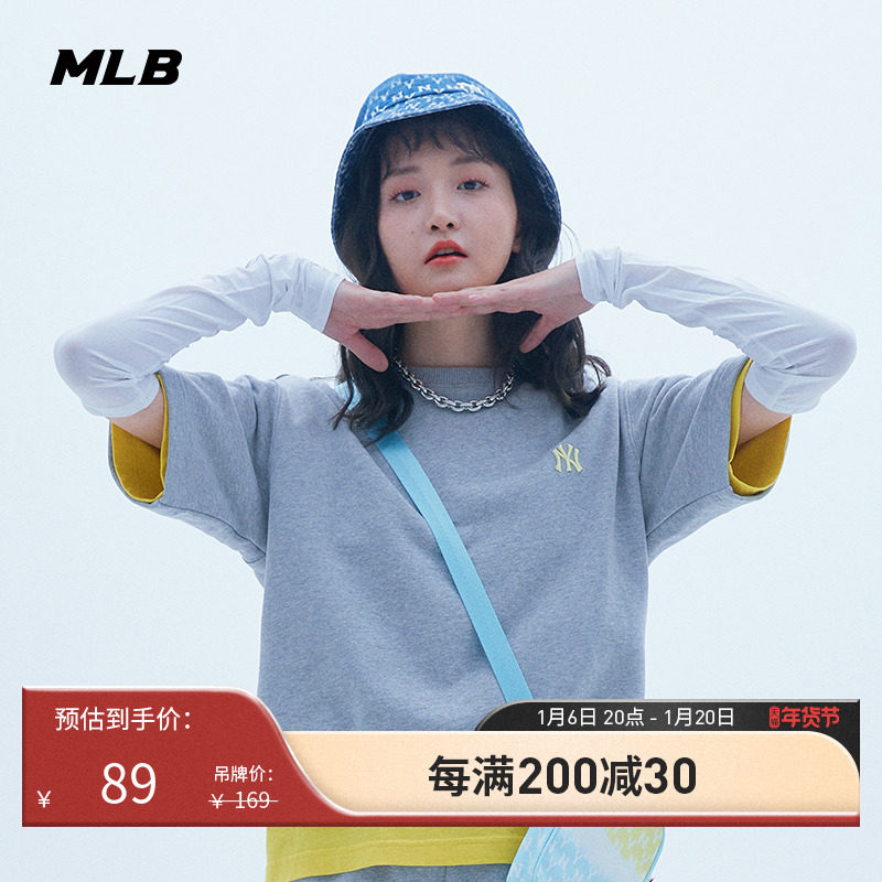 MLB OFFICIAL MENS AND WOMENS COUPLE STRING LABEL SERIES SLEEVE SLEEVE CLASSIC ATHLEISURE FASHION VERSATILE SUMMER MODEL ET07