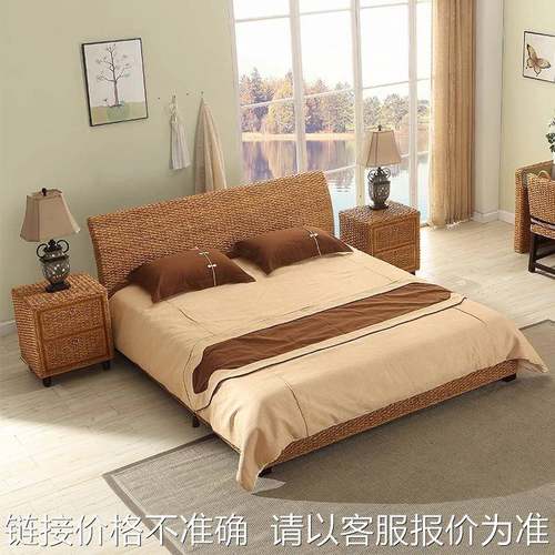 藤床1.8米双人床酒店民宿藤艺佛山家具藤编公寓1.5单人床印尼