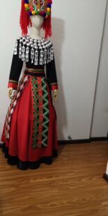 景颇族服装女湘西少数民族成人服长款服饰苗族彝族演出舞蹈盛装新