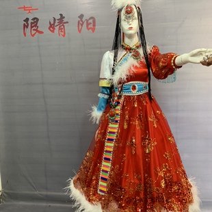 藏族舞蹈演出服女舞台成人艺考练习藏服少数民族藏装考级练功服装