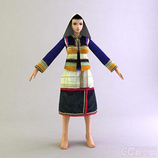 基诺族民族服装服饰女舞蹈演出五十六56个少数民族基诺族工作服装